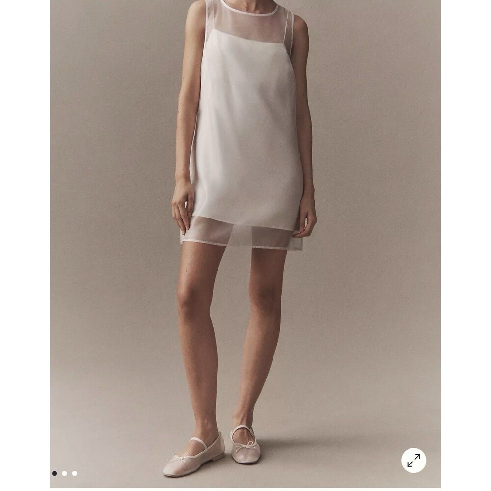 Reformation Women’s Size 6 Vina White Sheer Overlay Mini Dress